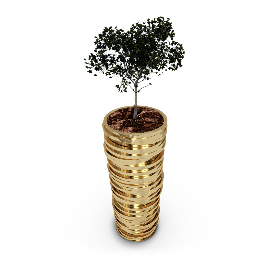 Transparent Stack of Coins with Tree Growing on Top Illustration - Download Free Stock Images Pikwizard.com