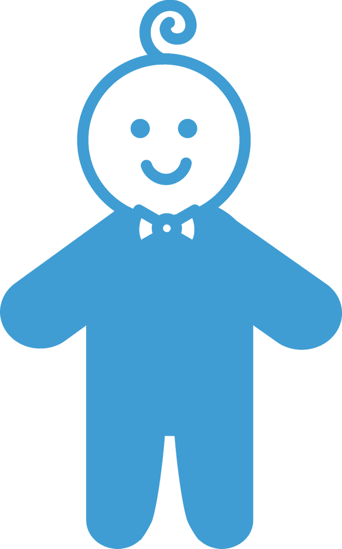 Smiling Blue Figure Illustration on Transparent Background