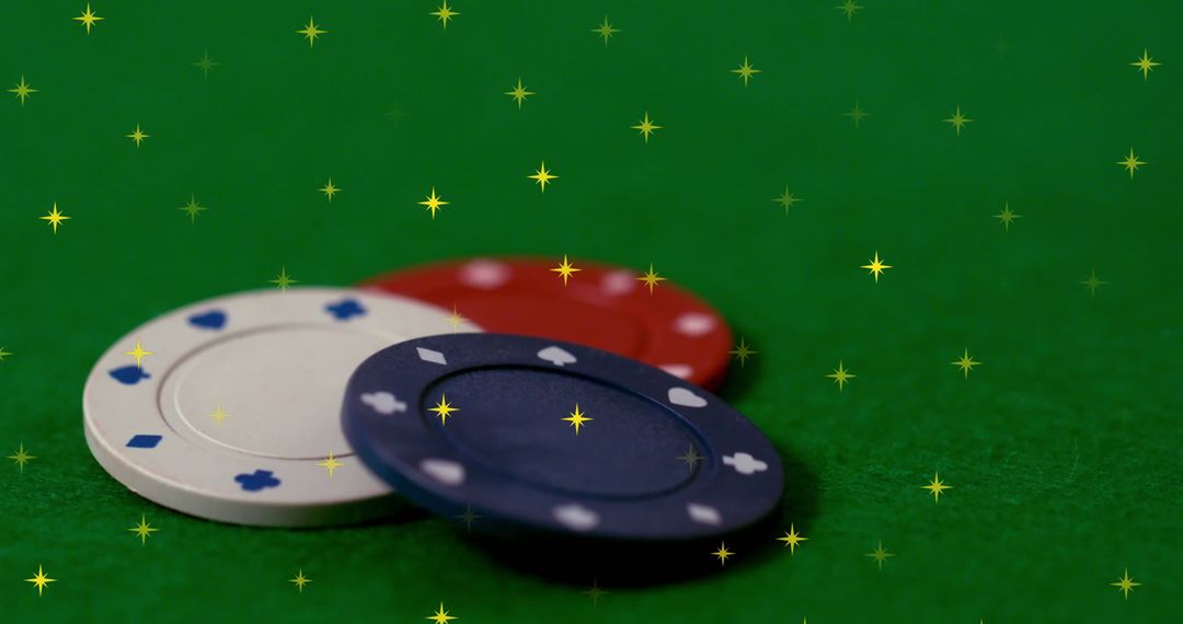 Casino Chips with Twinkling Stars for Gambling Concepts