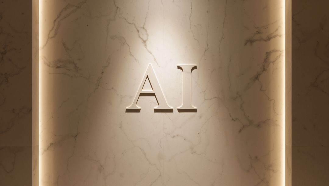 Displaying Raised AI Letters on Marble Reception Wall with Recessed LED Light Strips