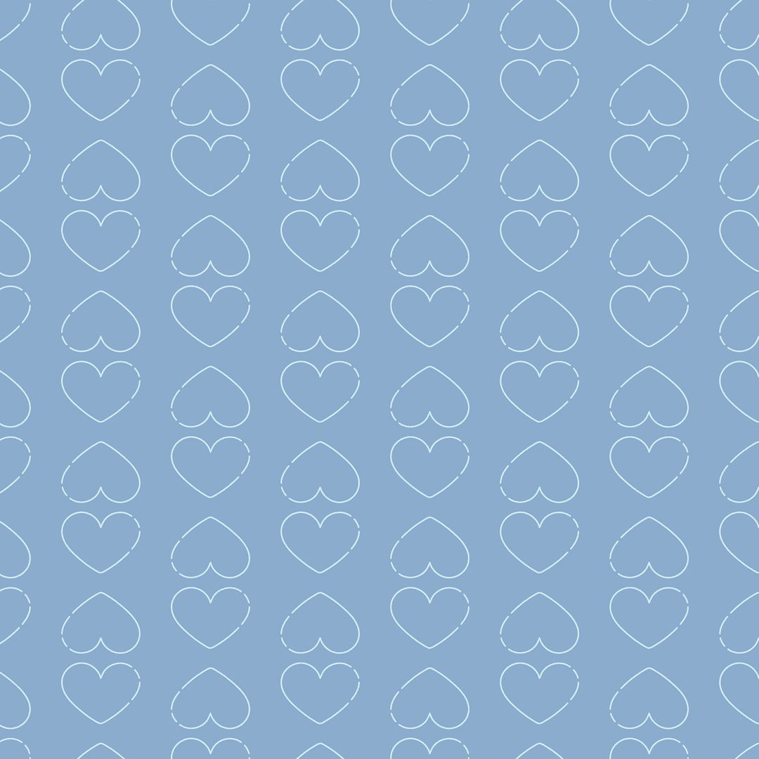 Blue Pattern of Repeated Hearts on Transparent Background