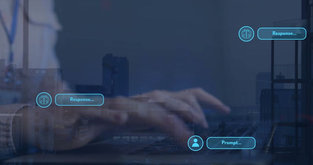 Human Interacting with AI Interface in Modern Workspace