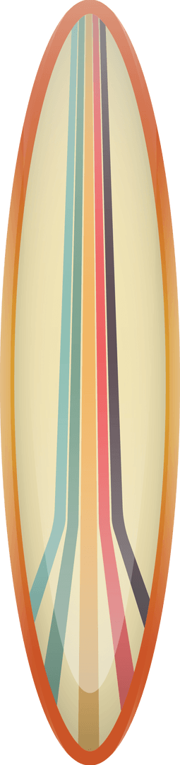 Vintage Striped Surfboard on Transparent Background
