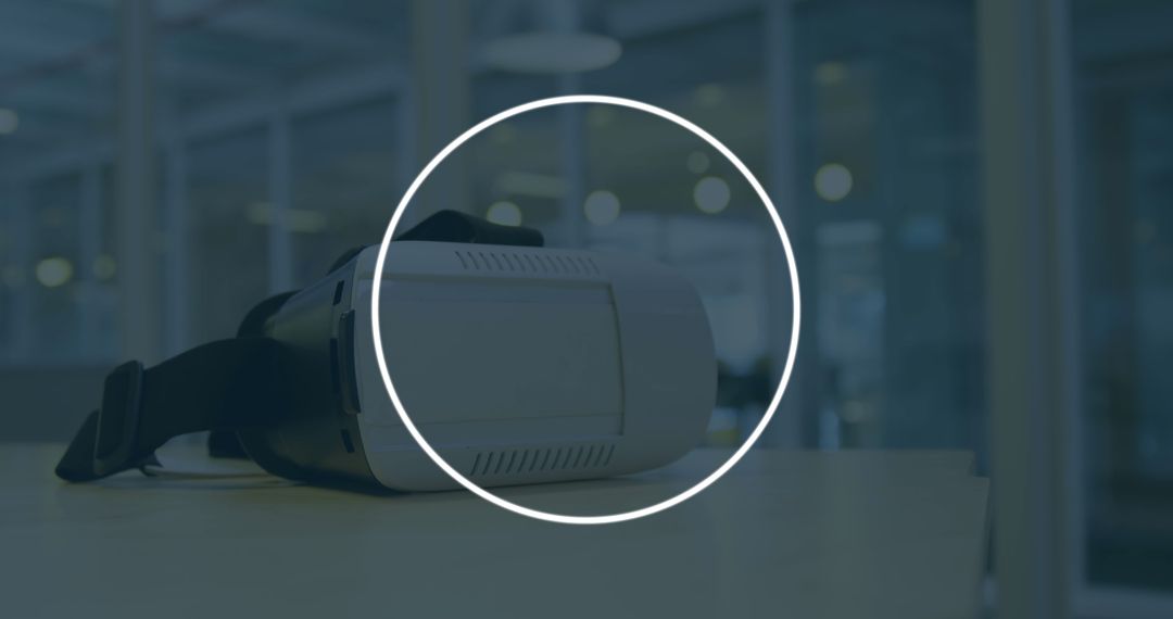 Modern VR Headset on Office Desk for Interactive Experience