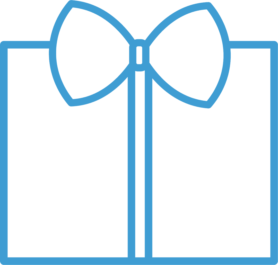 Blue Gift Box with Ribbon and Bow on Transparent Background