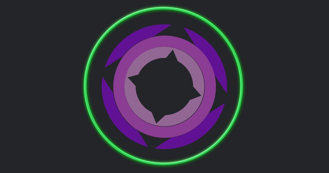 Abstract Futuristic Design with Neon Green and Purple Arcs