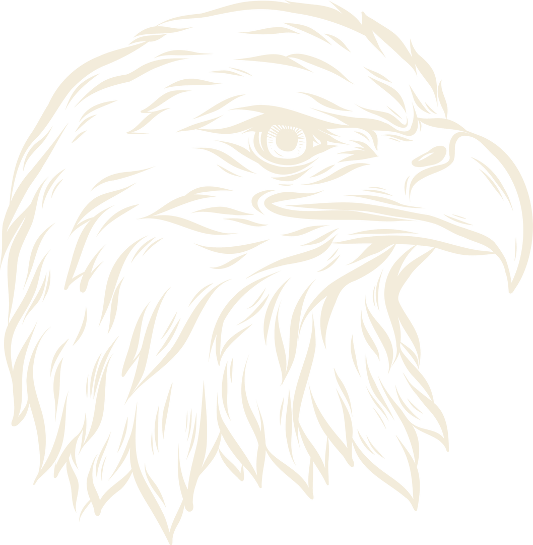 Elegant Raptor Head Rendered in Off-White on Transparent Background