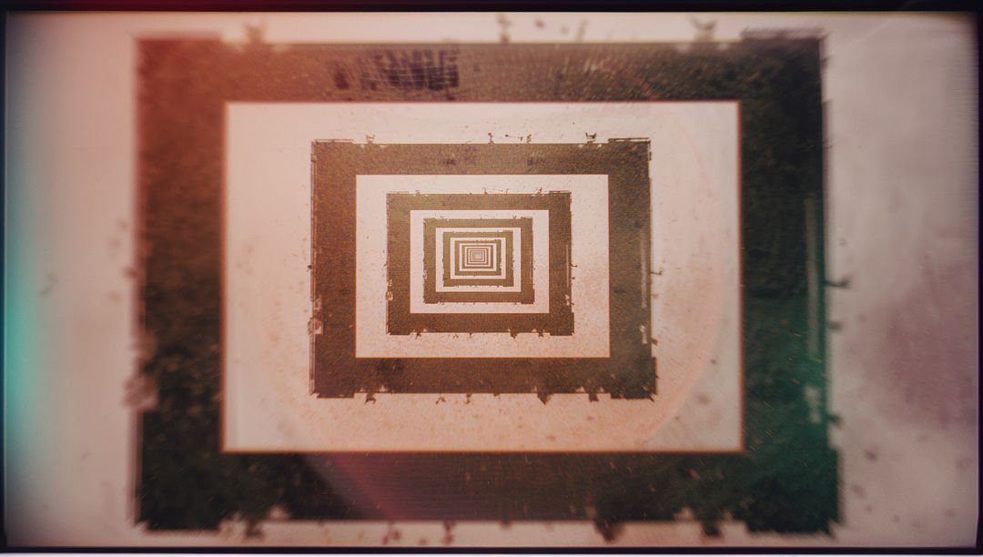 Abstract Geometric Tunnel with Textured Elements and Film Grain