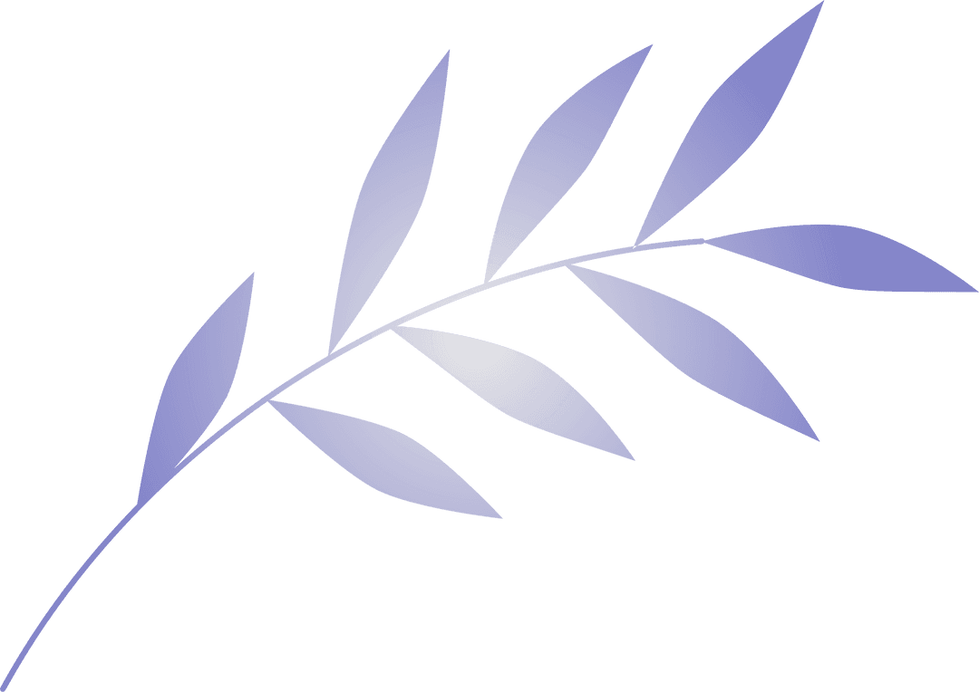 Stylized Botanical Branch with Purple Leaves on Transparent Background
