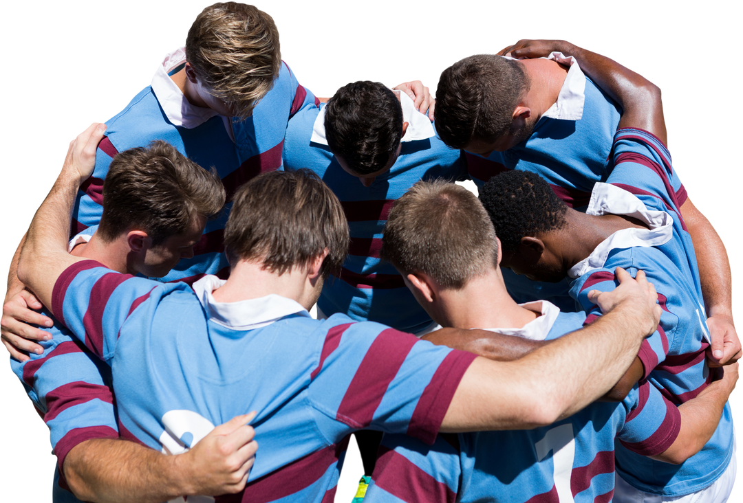 Team Huddle of Male Rugby Players on Transparent Background - Download Free Stock Images Pikwizard.com