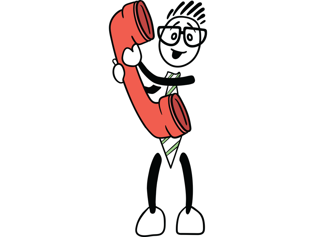 Transparent Male Cartoon Character Holding Oversized Red Telephone - Download Free Stock Images Pikwizard.com