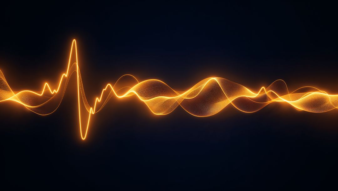 Glowing Golden Waveform Ribbon Visualizing Sound Frequency and Digital Signal