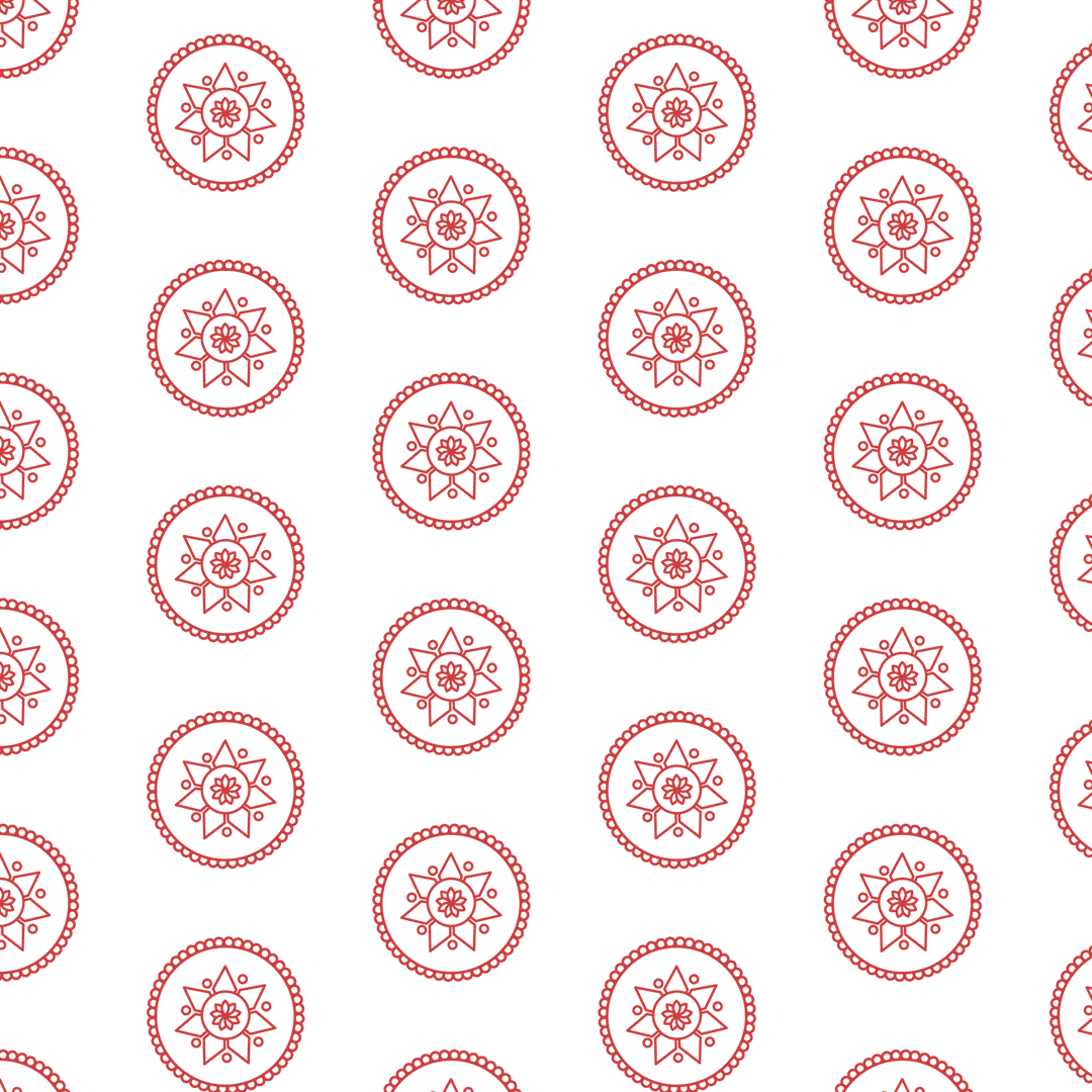 Seamless Pattern of Red Geometric Designs on Transparent Background