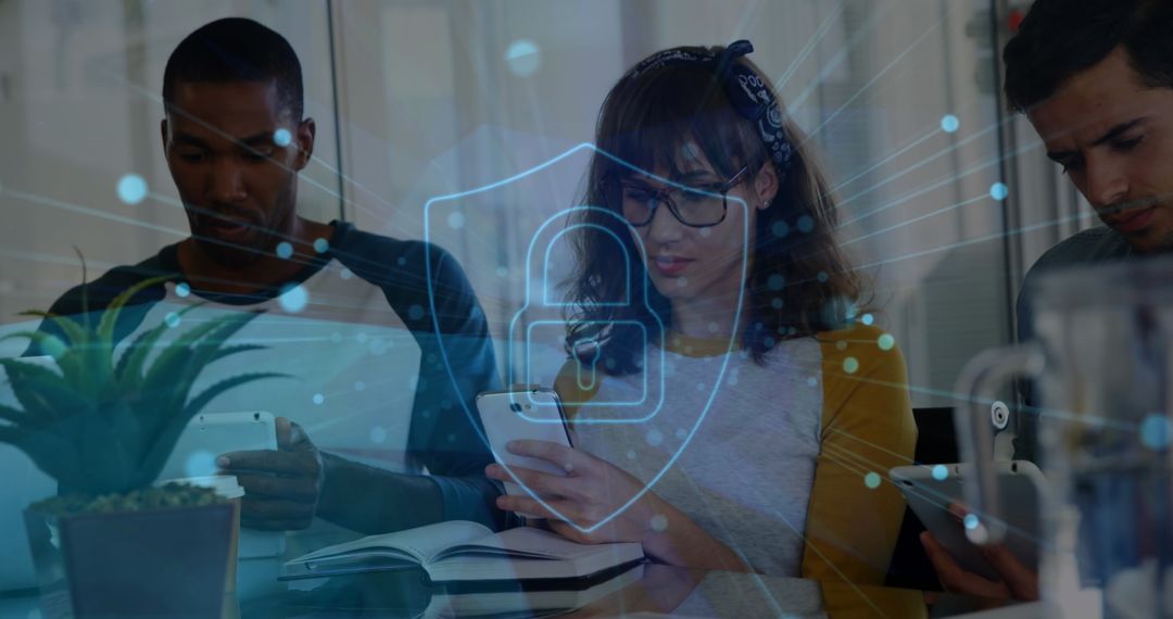 Diverse Professionals Discussing Cybersecurity Solutions