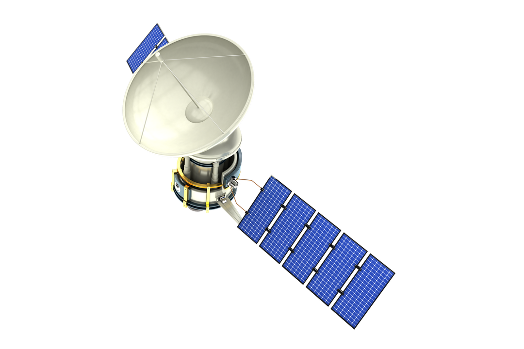 3D Solar-Powered Satellite with Transparent Background in High Angle View - Download Free Stock Images Pikwizard.com