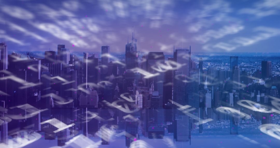 Binary Code Overlays Modern Cityscape