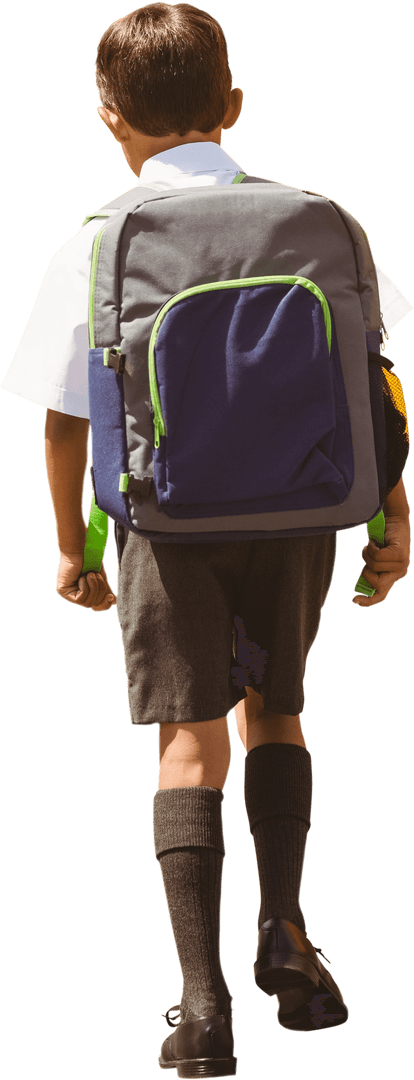 Transparent Young Student Walking With Backpack to School Bus