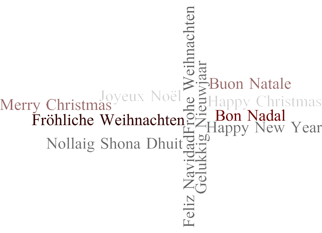 Transparent Christmas Greetings in Multiple Languages Design