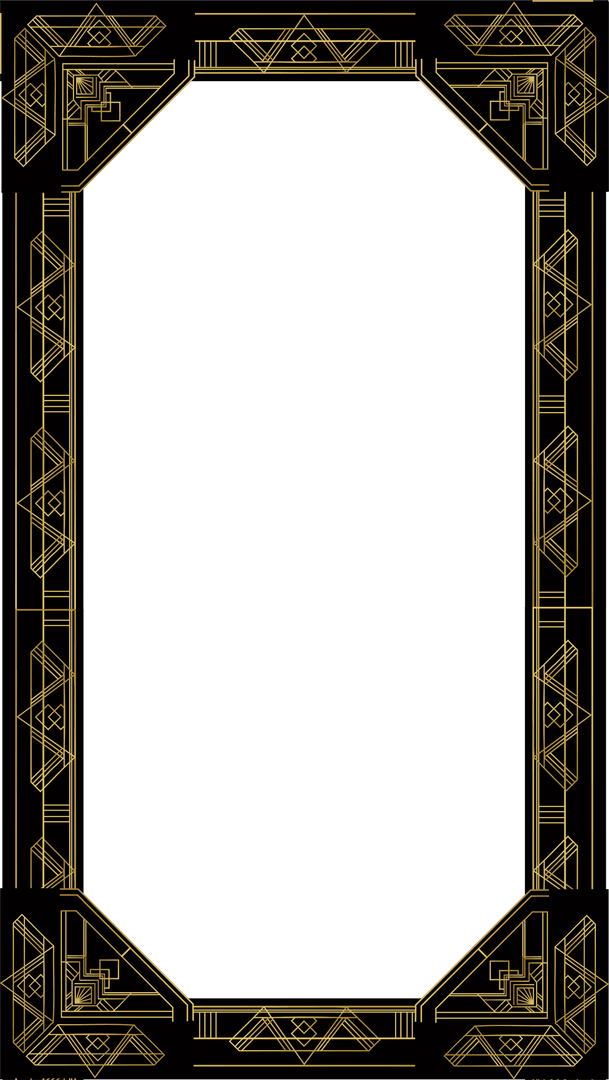 Transparent Art Deco Gold Frame with Elaborate Geometric Design
