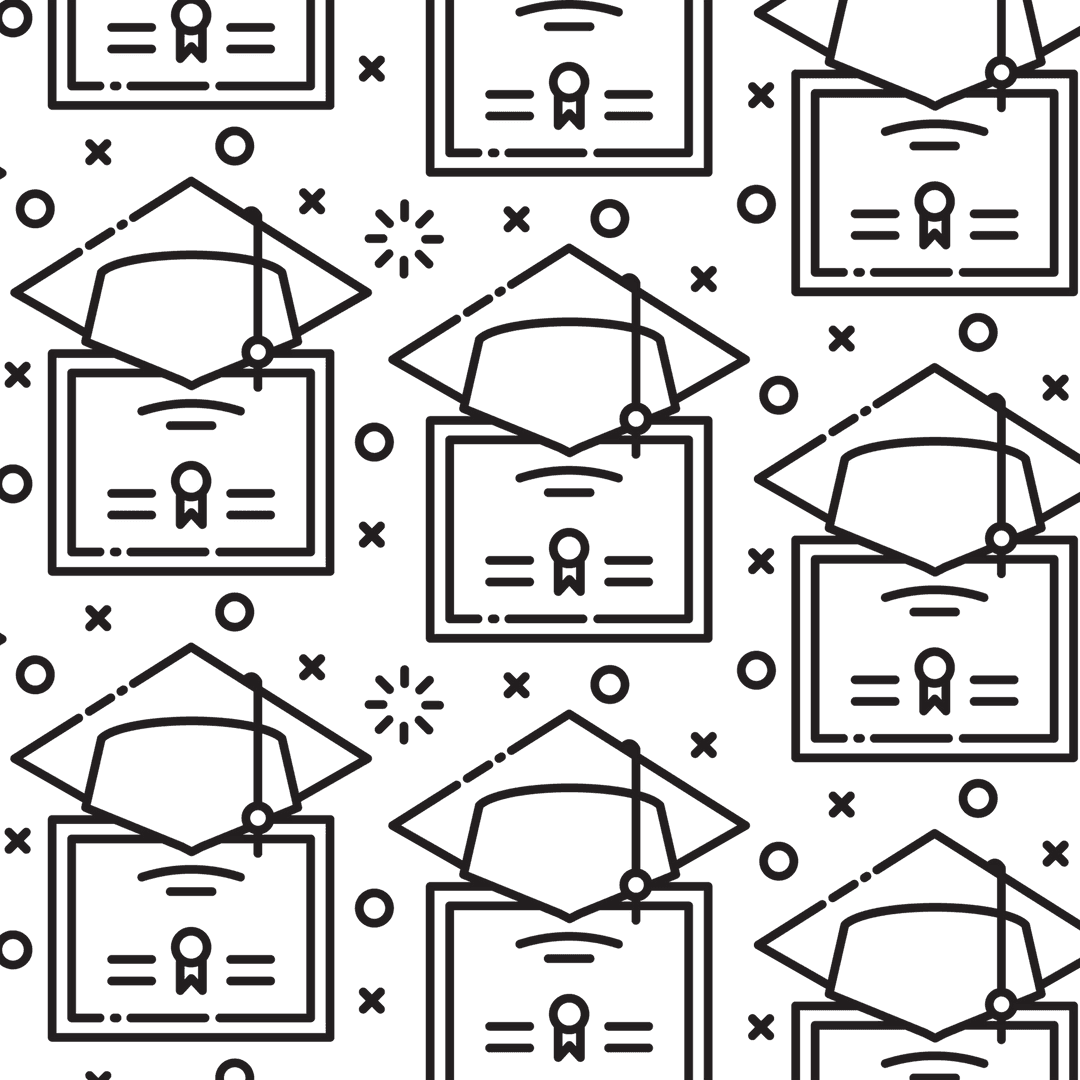 Transparent Graduation and Diploma Pattern Vector Illustration