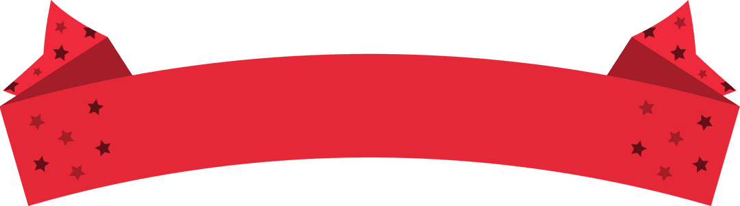 Red Banner with Star Accents on Transparent Background