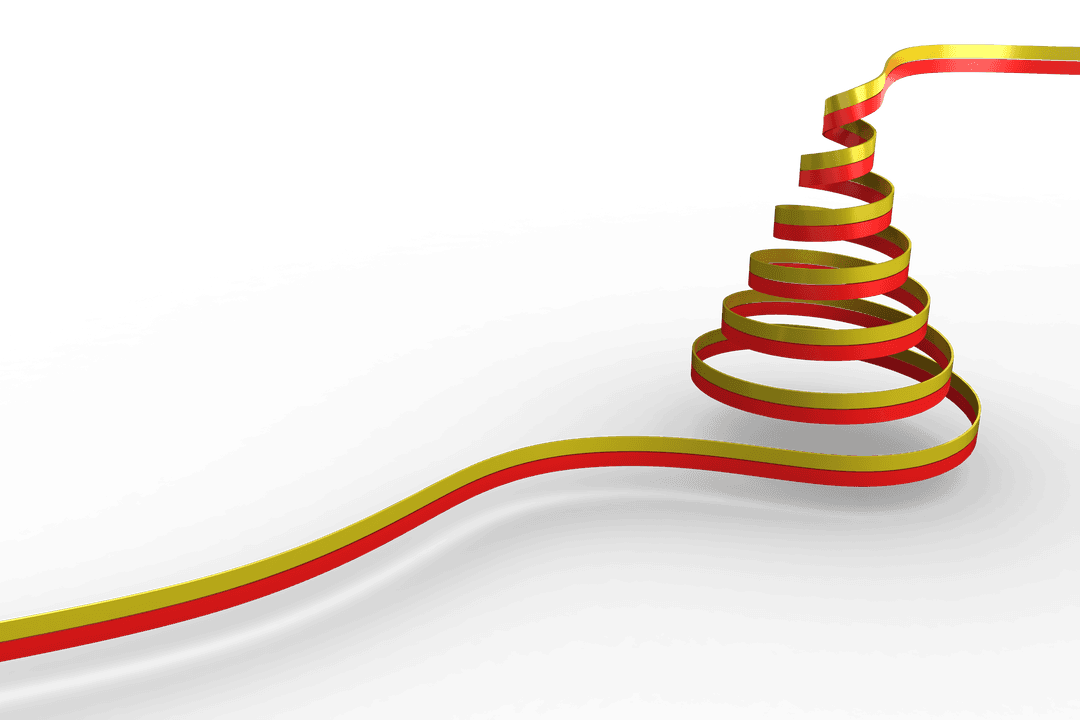 Red and Yellow Spiral Ribbon on Transparent Background