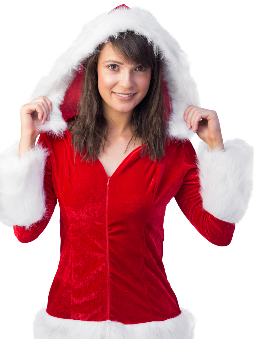 Woman in Festive Red Holiday Outfit with Transparent Background - Download Free Stock Images Pikwizard.com