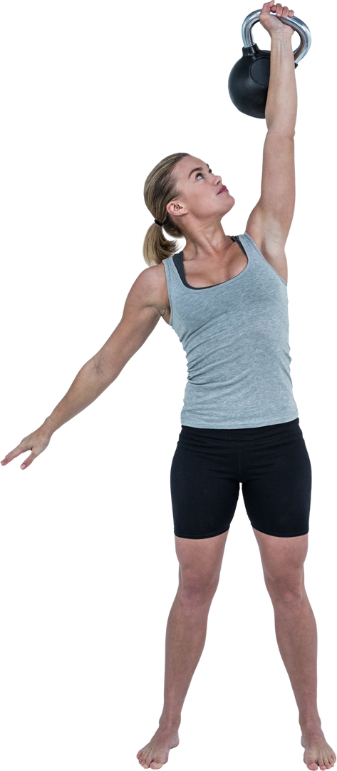 Transparent Strong Woman Holding Kettlebell over Head for Fitness Exercise - Download Free Stock Images Pikwizard.com