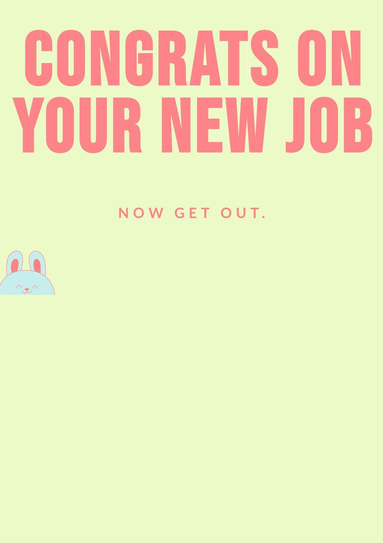 Humorous New Job Congratulations Greeting - Download Free Stock Templates Pikwizard.com