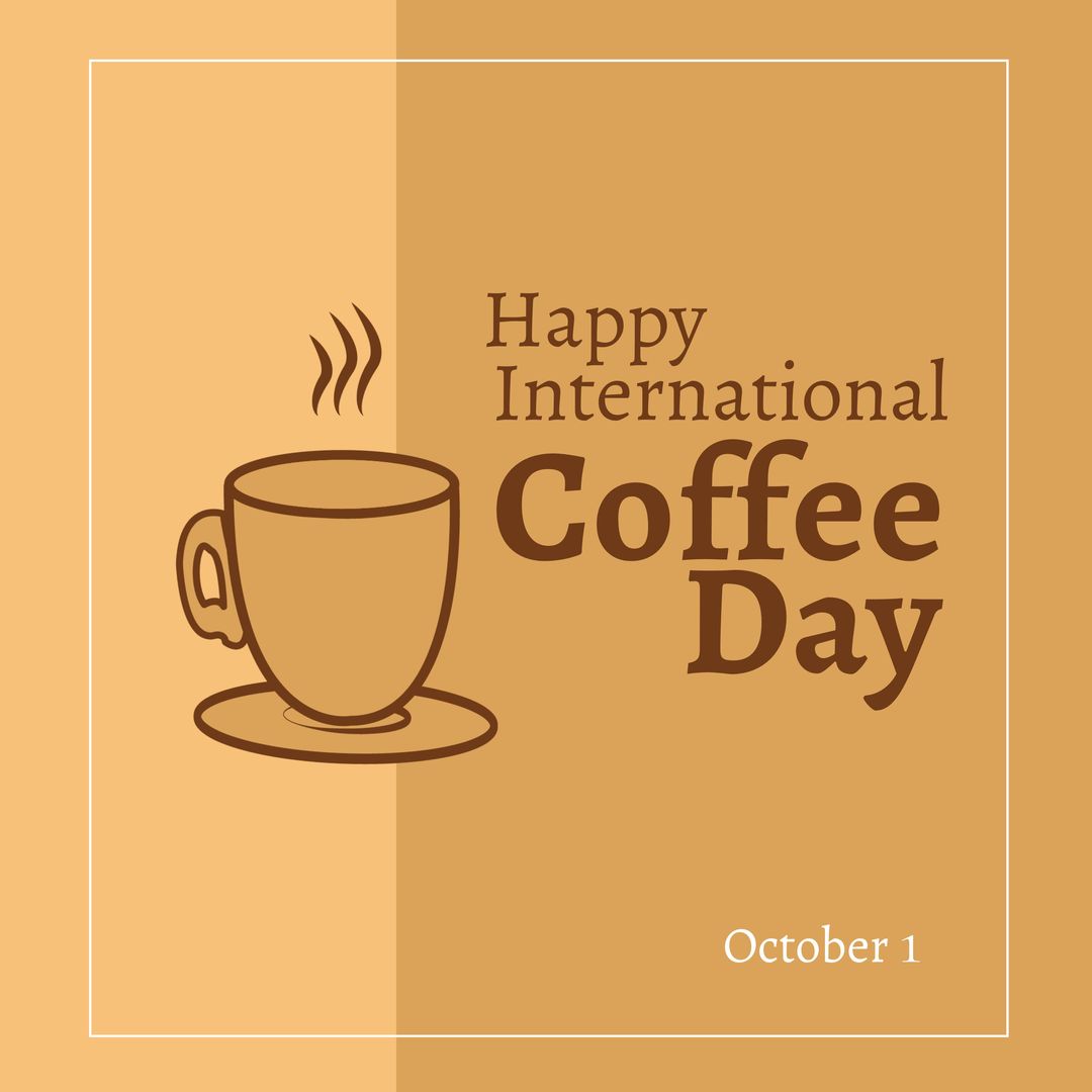Happy International Coffee Day Celebration with Coffee Cup Illustration - Download Free Stock Templates Pikwizard.com