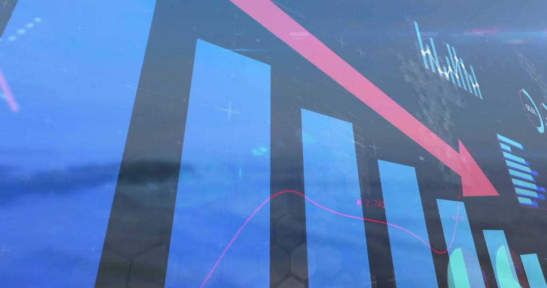 Digital Interface Showcasing Business Decline with Moving Graphs