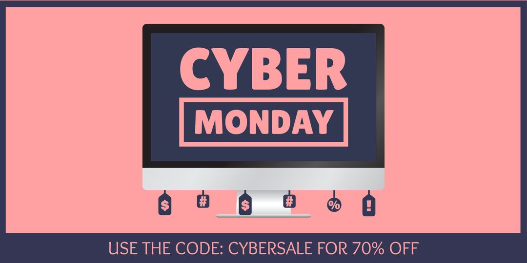 Cyber Monday Discount Announcement with Bold Digital Graphics