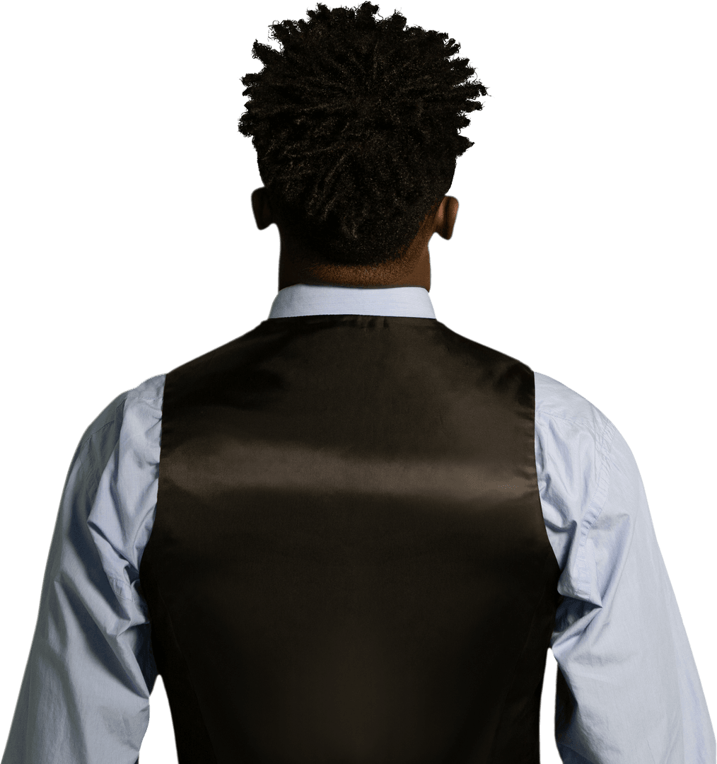 African American Businessman Rear View in Transparent Background
