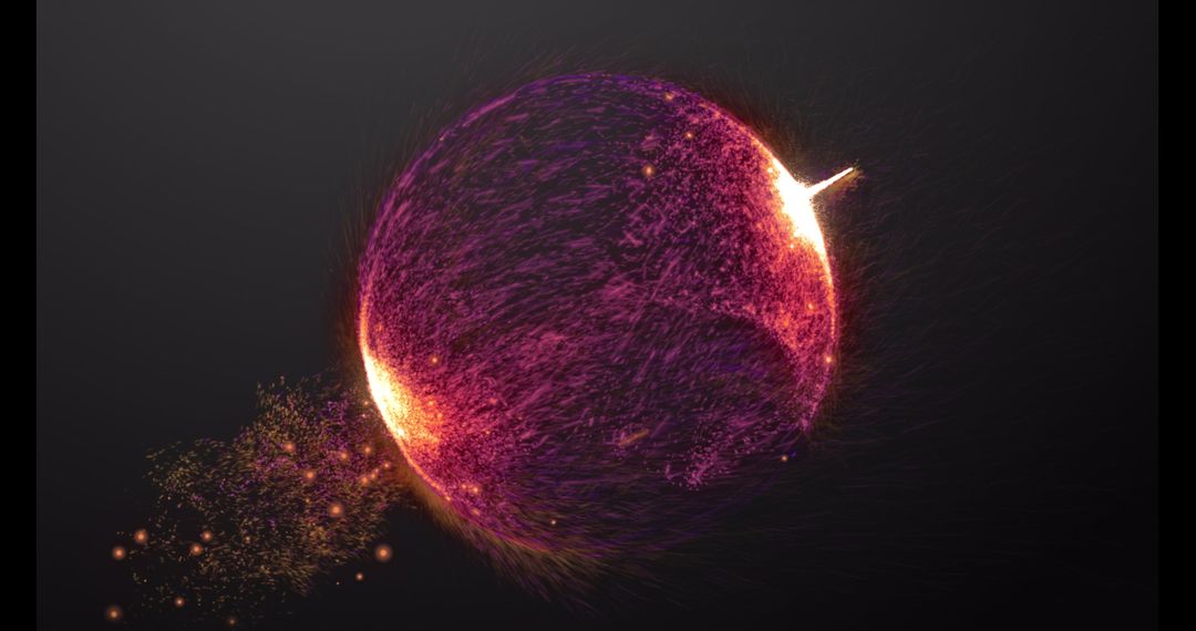 Abstract Glowing Globe with Dynamic Light Trails on Black Background