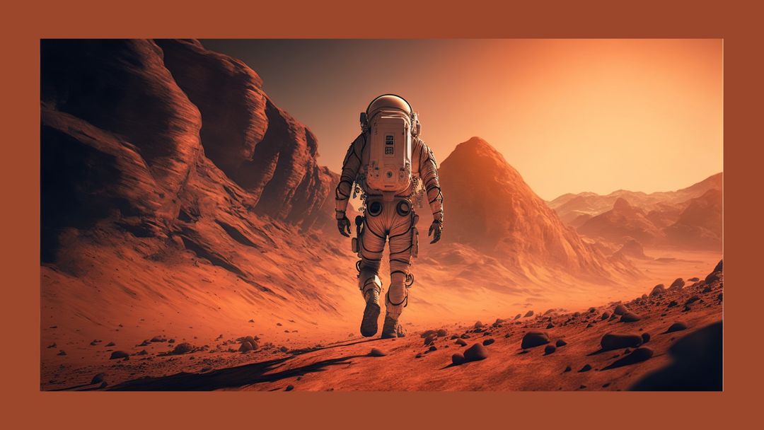 Astronaut Exploring Martian Landscape at Sunset - Download Free Stock Templates Pikwizard.com