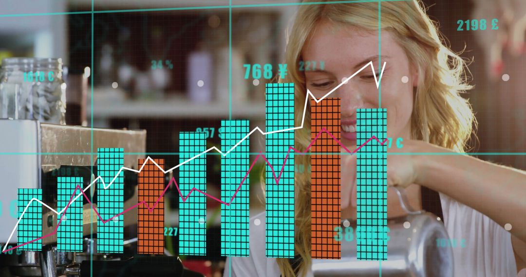 Barista Crafting Espresso With Data Analysis Overlays