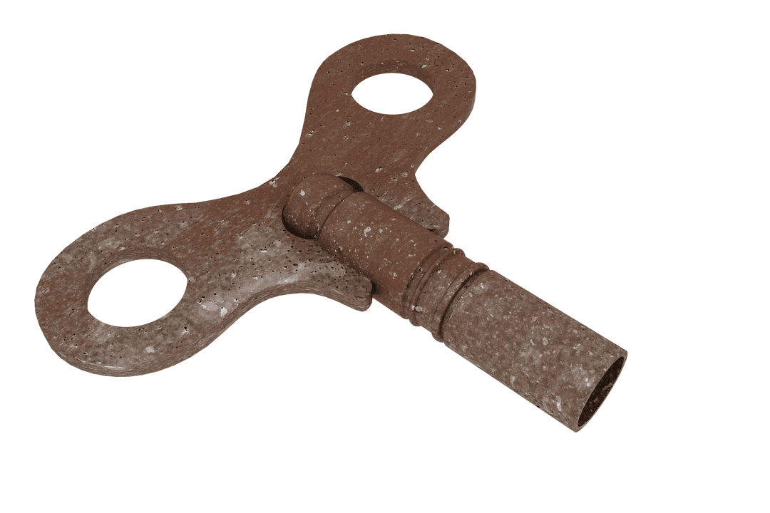 Vintage Clock Wind-Up Key on Transparent Background