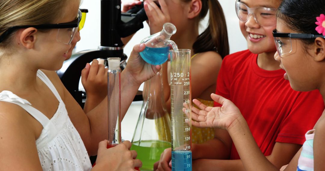 Diverse Children Conducting Science Experiment with Test Tubes - Free Images, Stock Photos and Pictures on Pikwizard.com