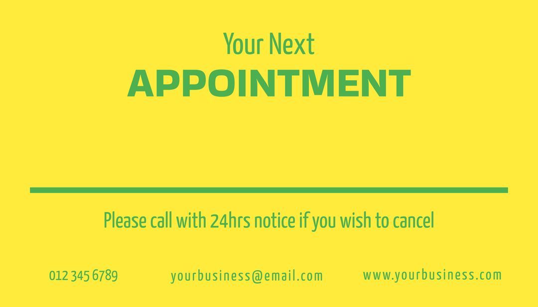 Bright Green Appointment Reminder with Business Contact Info - Download Free Stock Templates Pikwizard.com