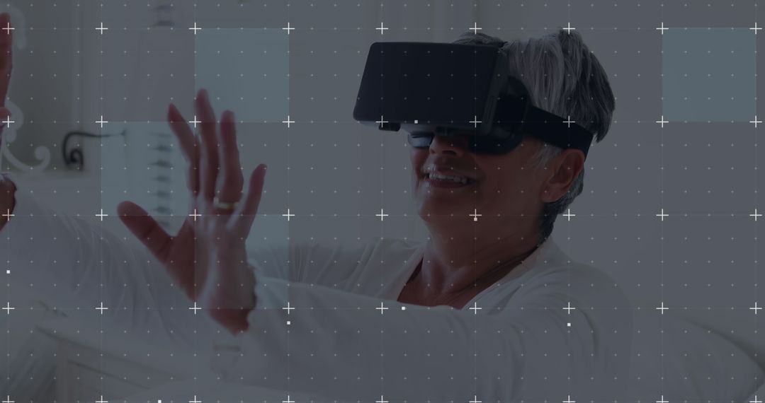 Senior Woman Embracing Virtual Reality Technology Experience