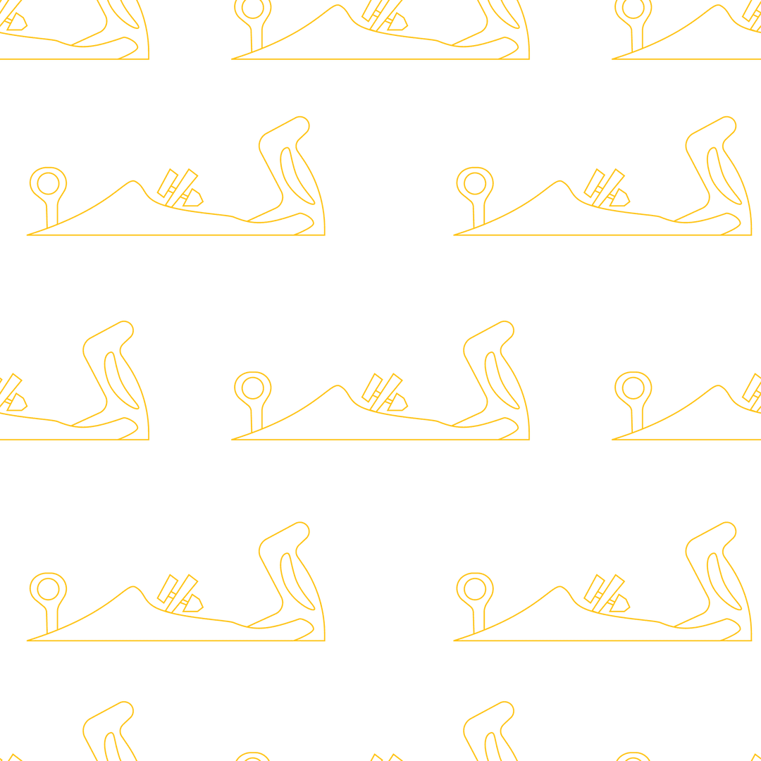 Seamless Yellow Art Deco Pattern on Transparent Background