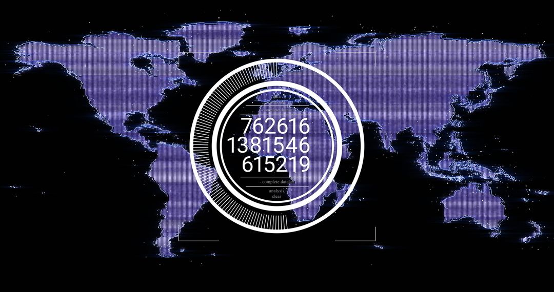 Digital Financial Data Processing on World Map Background