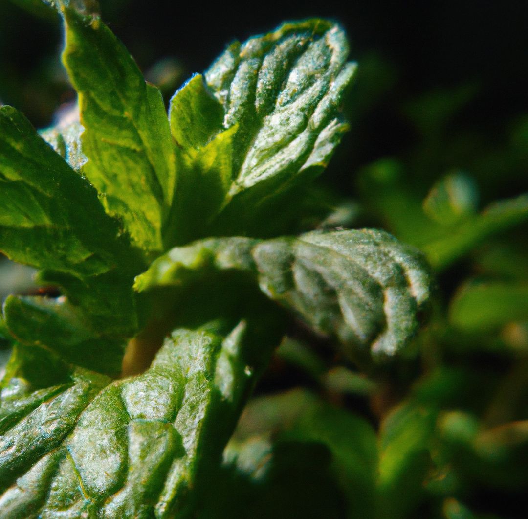 Close-Up of Fresh Green Mint Leaves in Dark Background - Free Images, Stock Photos and Pictures on Pikwizard.com