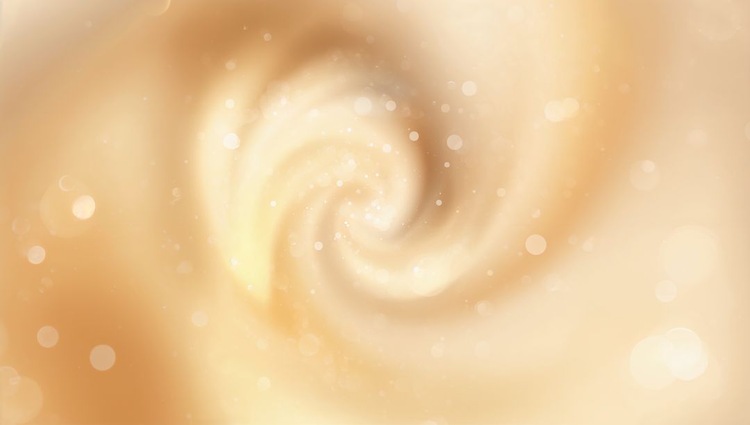 Cream Spiral Glow Background with Luminous Core, Bokeh Highlights and Velvet Particles