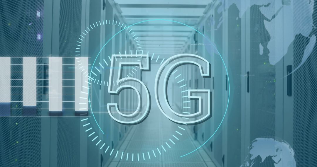5G Network Digital Data Overlay in Modern Server Room