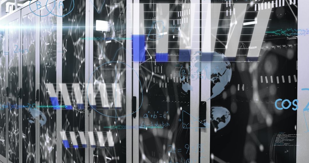 Futuristic Data Center Server Room Network Visualizations