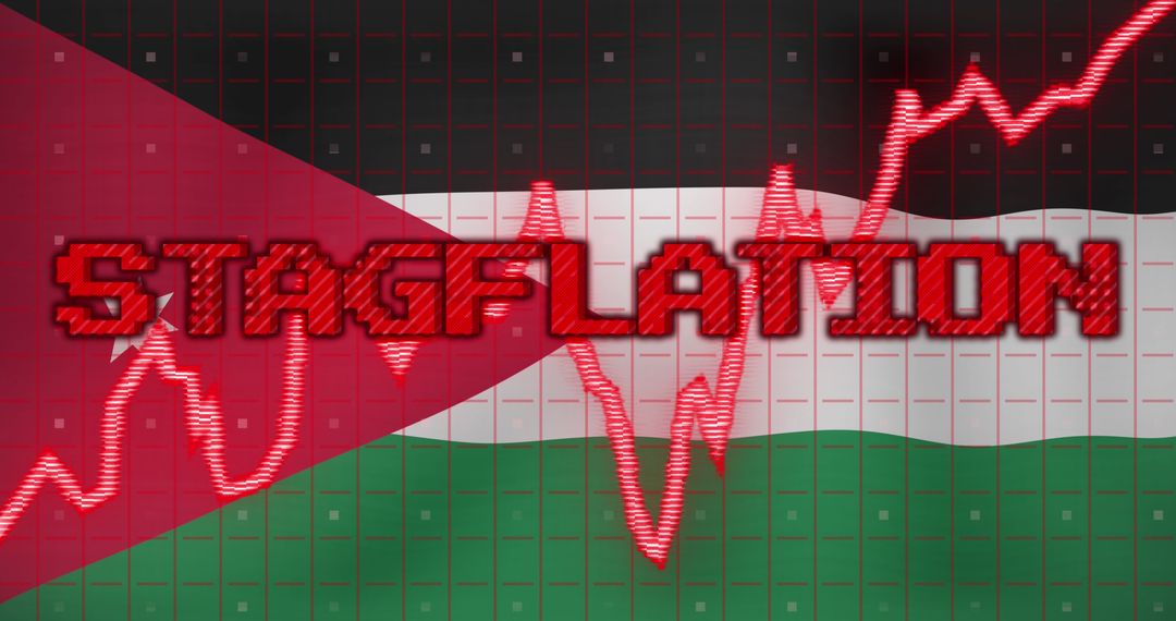 Stagflation Concept Overlapping Palestinian Flag and Data Charts