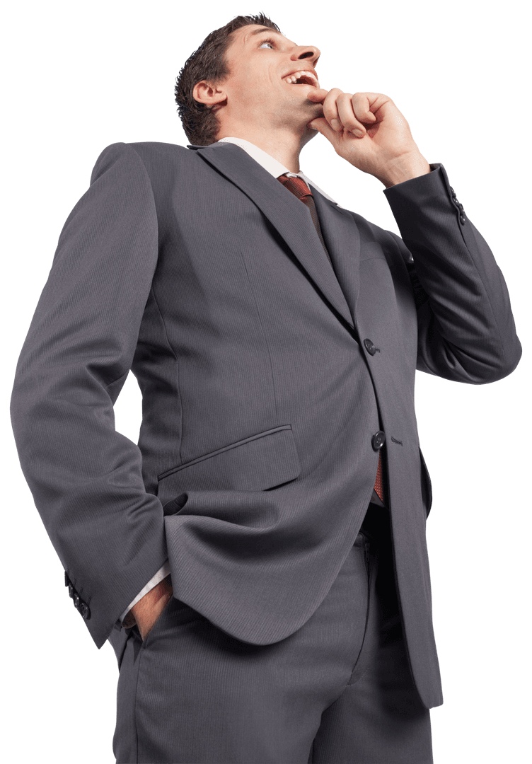 Transparent Businessman Thinking Upward Positive Gesture