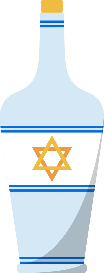 Transparent Bottle Design with Star of David and Blue Stripes