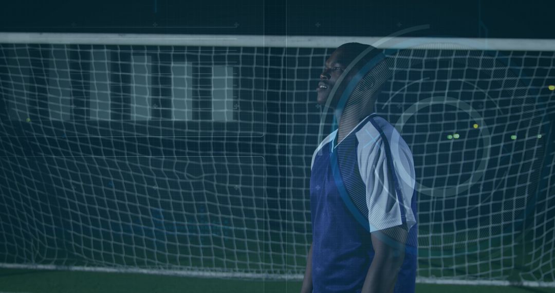 Dynamic Digital Interface with Football Player at Night